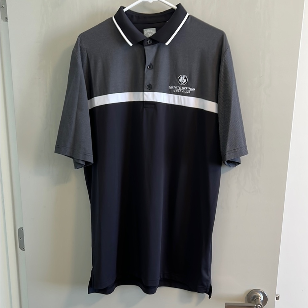Calaway - Coyote Springs Block Gray and Black Polo Shirt with Contrasting Collar